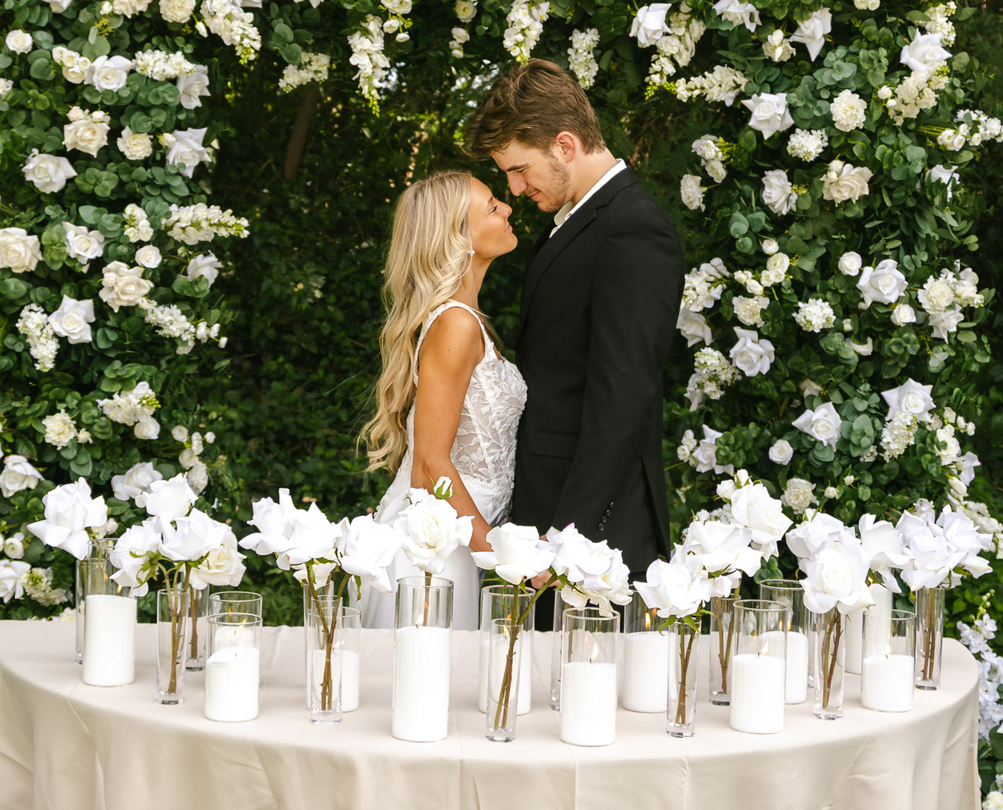Reception Table Roses & Candles