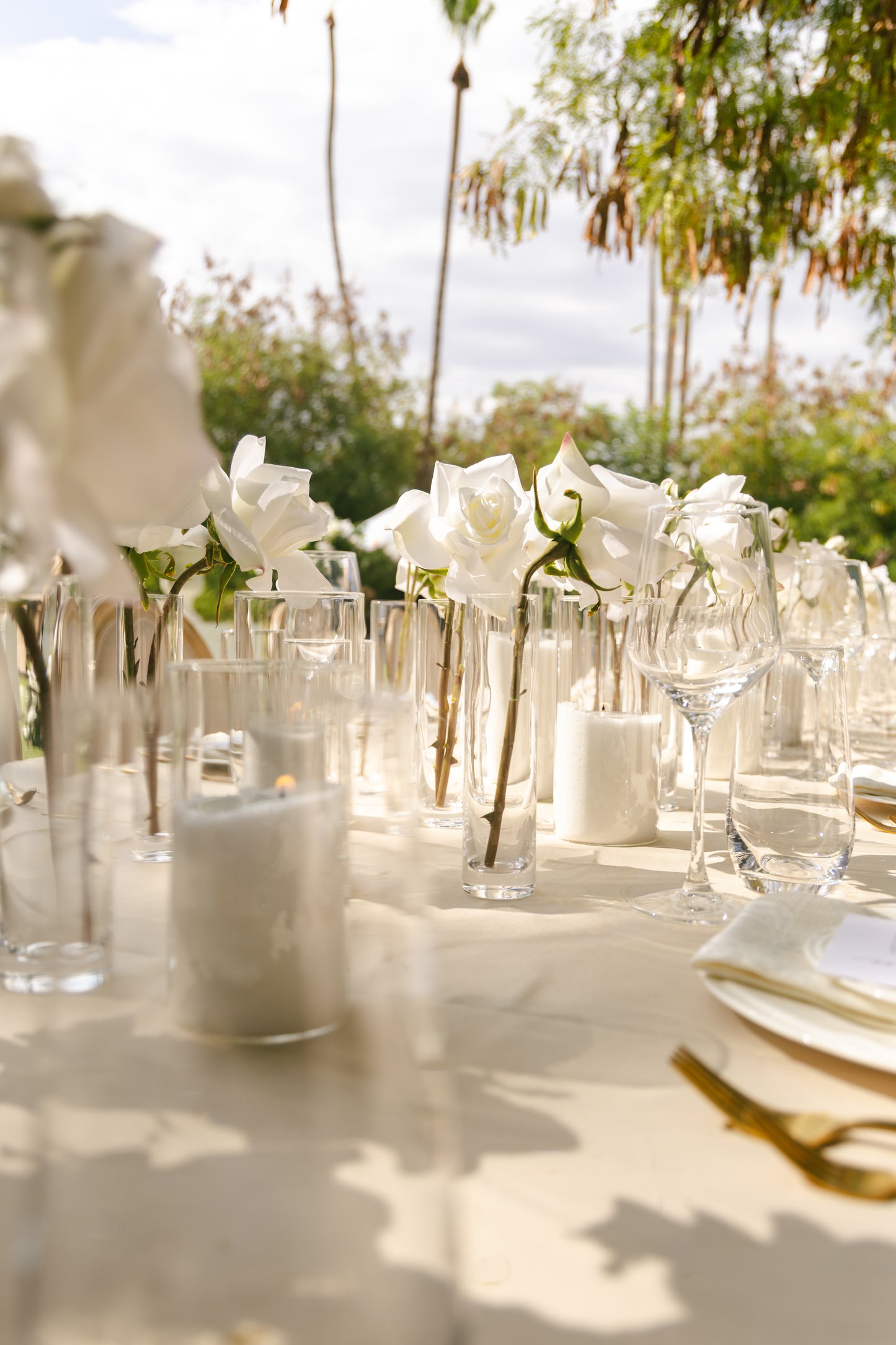 Reception Table Roses & Candles